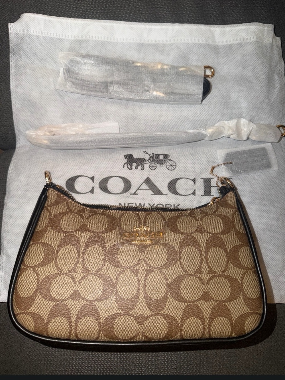 COACH Brown Signature Canvas Mini Bag